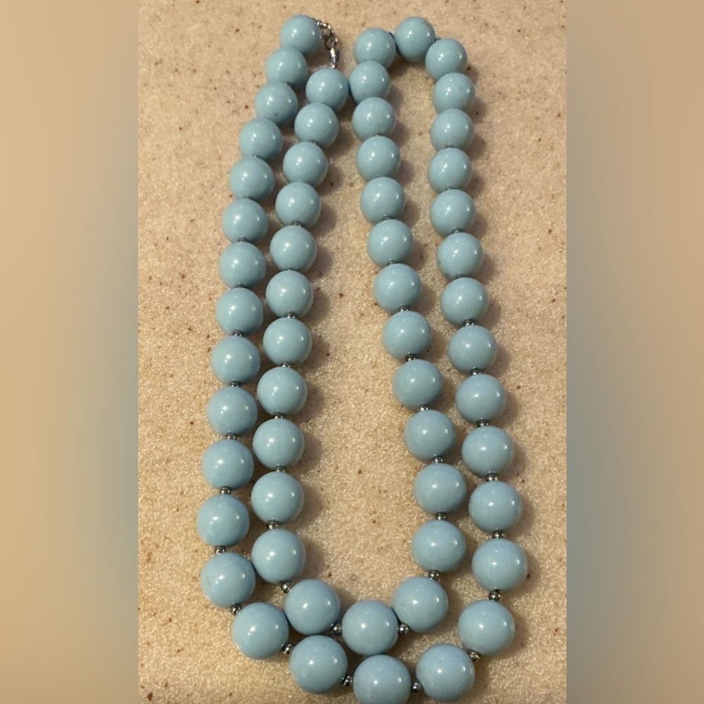Blue Single  Strand Beaded Necklace